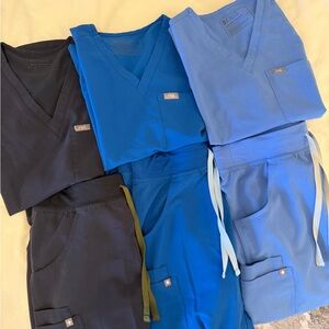 Figs Scrub Sets in Ceil and Royal Blue